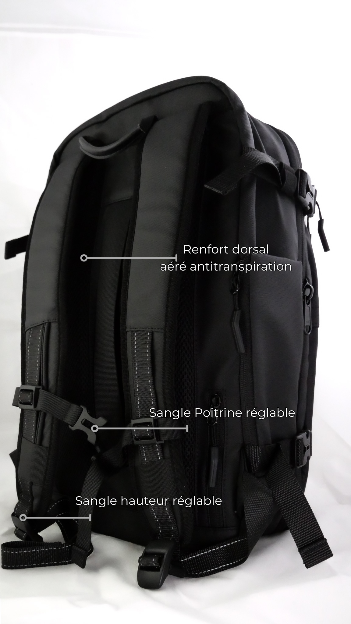 Sac à dos + Pompe Compression Integrée. Voyage Serenity 49x30x20CM